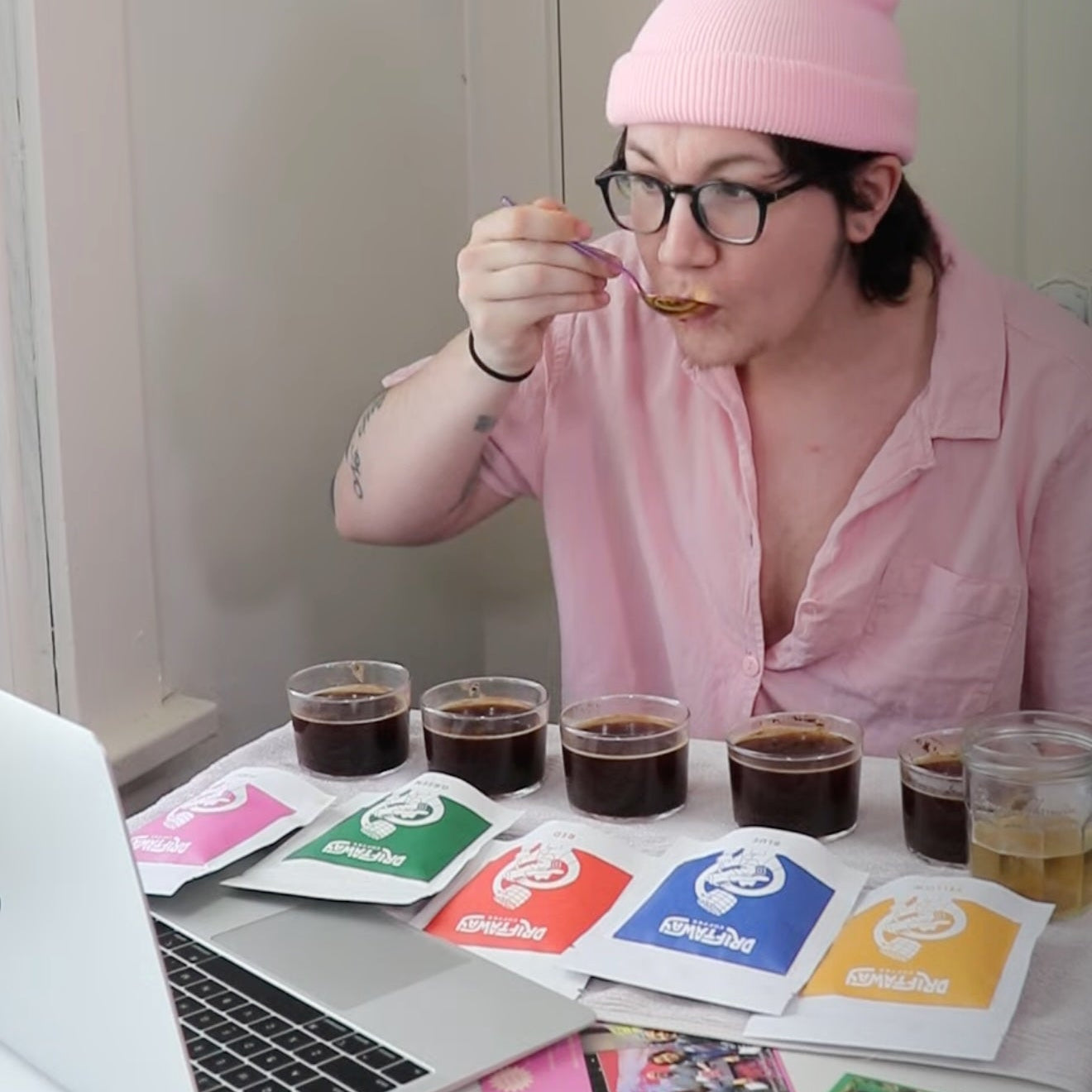 Driftaway coffee educator hosting a tasting